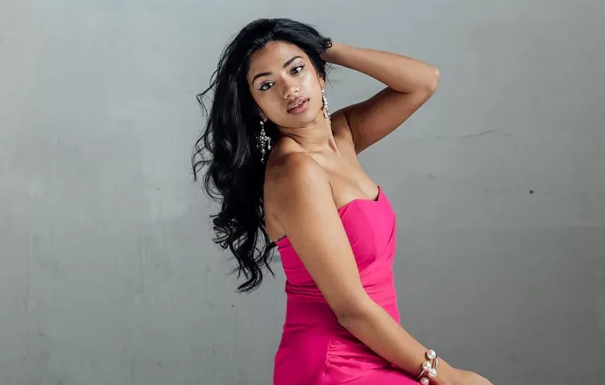 Nadine Bhabha net worth 2026 - Canadian actress in pink dress