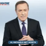 Al Michaels net worth photo: sportscaster in dark suit, hands clasped