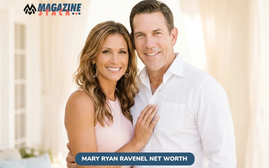 smiling couple embracing outdoors near sheer curtains, Mary Ryan Ravenel net worth context